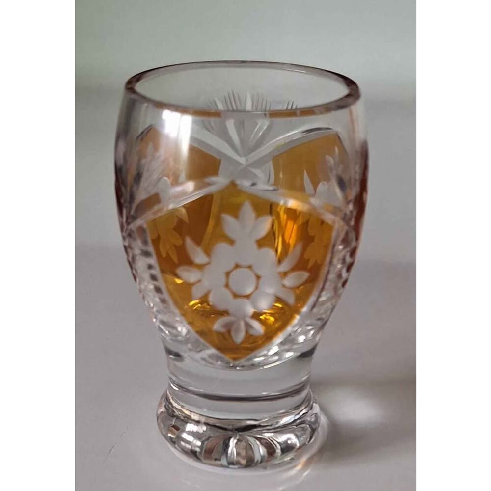 Amber colored Bohemian cut to Clear crystal